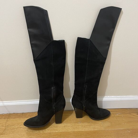 Maje Giuliana Over The Knee Boots EU size 37 Black Suede Leather US Size 6.5 - Picture 3 of 4